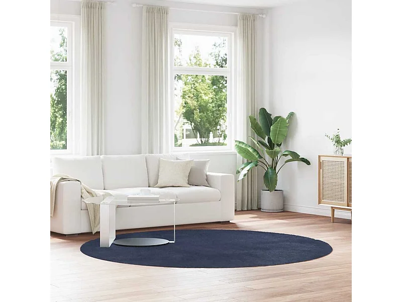 Tapis shaggy à poils longs NAVARRA bleu marine 240x240 cm