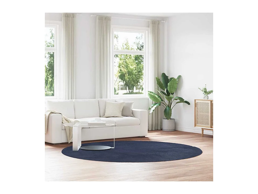Tapis shaggy à poils longs NAVARRA bleu marine 240x240 cm