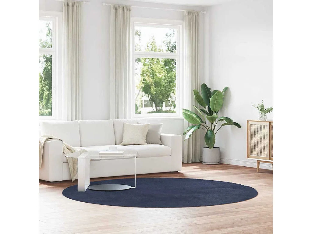 Tapis shaggy à poils longs NAVARRA bleu marine 240x240 cm