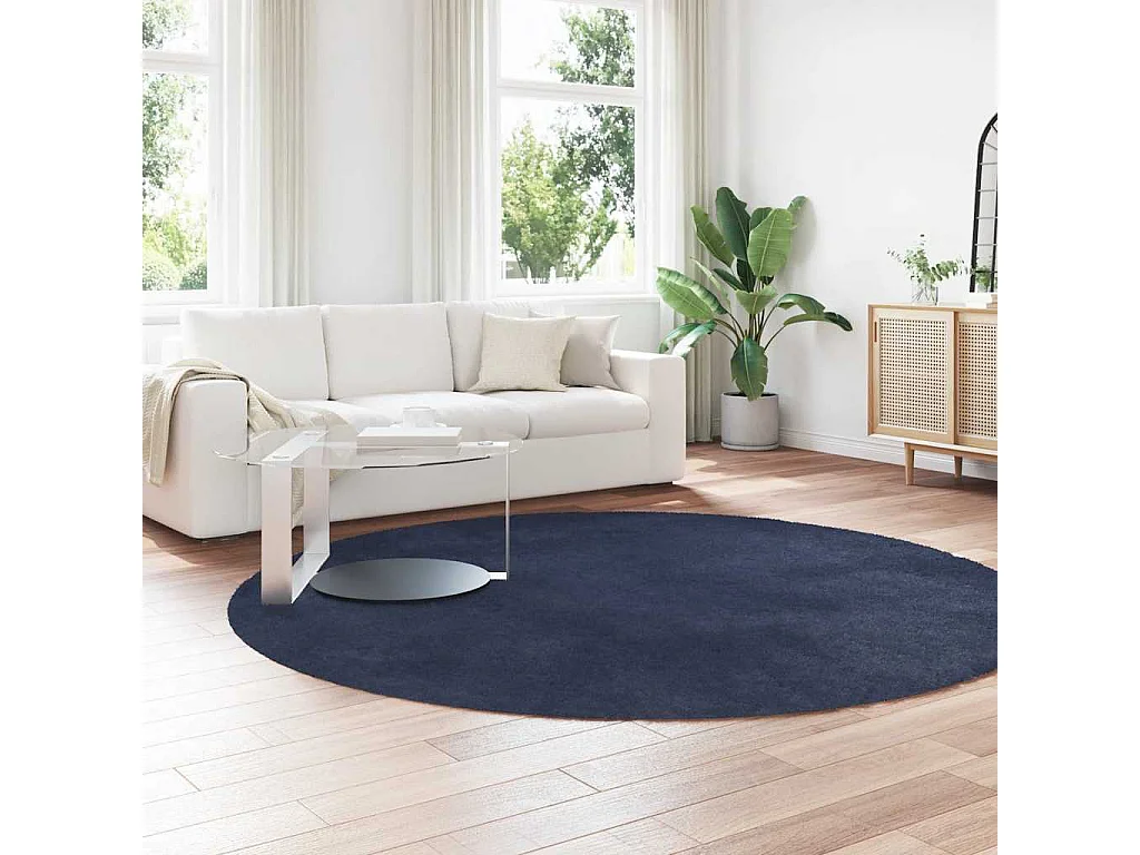 Tapis shaggy à poils longs NAVARRA bleu marine 240x240 cm