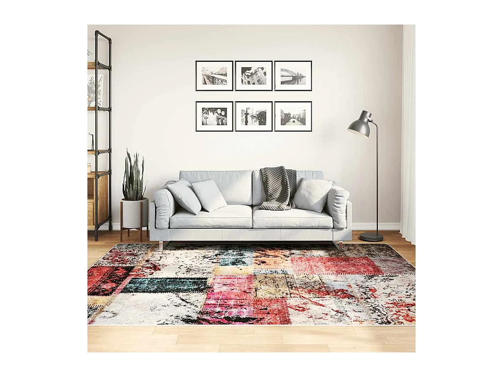 Wasbaar antislip Patchwork vloerkleed 160x230 cm veelkleurig