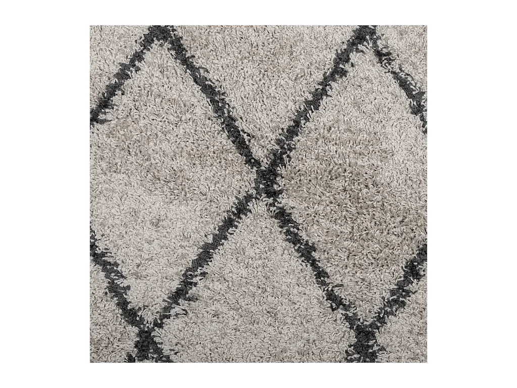 Modern beige en antraciet hoogpolig shaggy vloerkleed Ø 80 cm