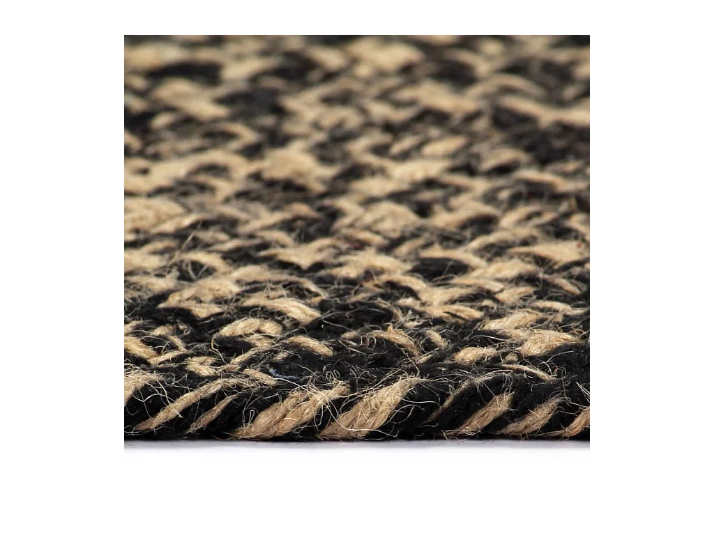 Alfombra hecha a mano de yute negro y natural 150 cm
