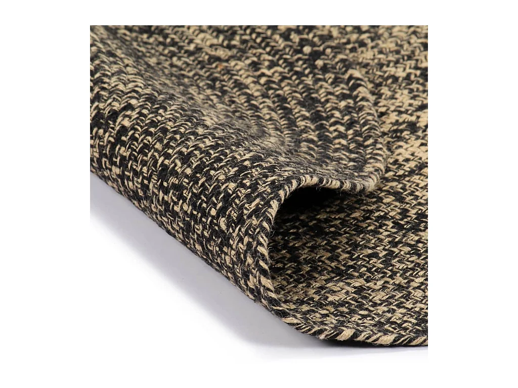 Handgemaakt tapijt zwart en natuurlijke jute 150 cm