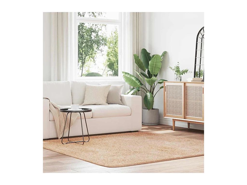 Shaggy vloerkleed met lange haren NAVARRA beige 200x200 cm polyester