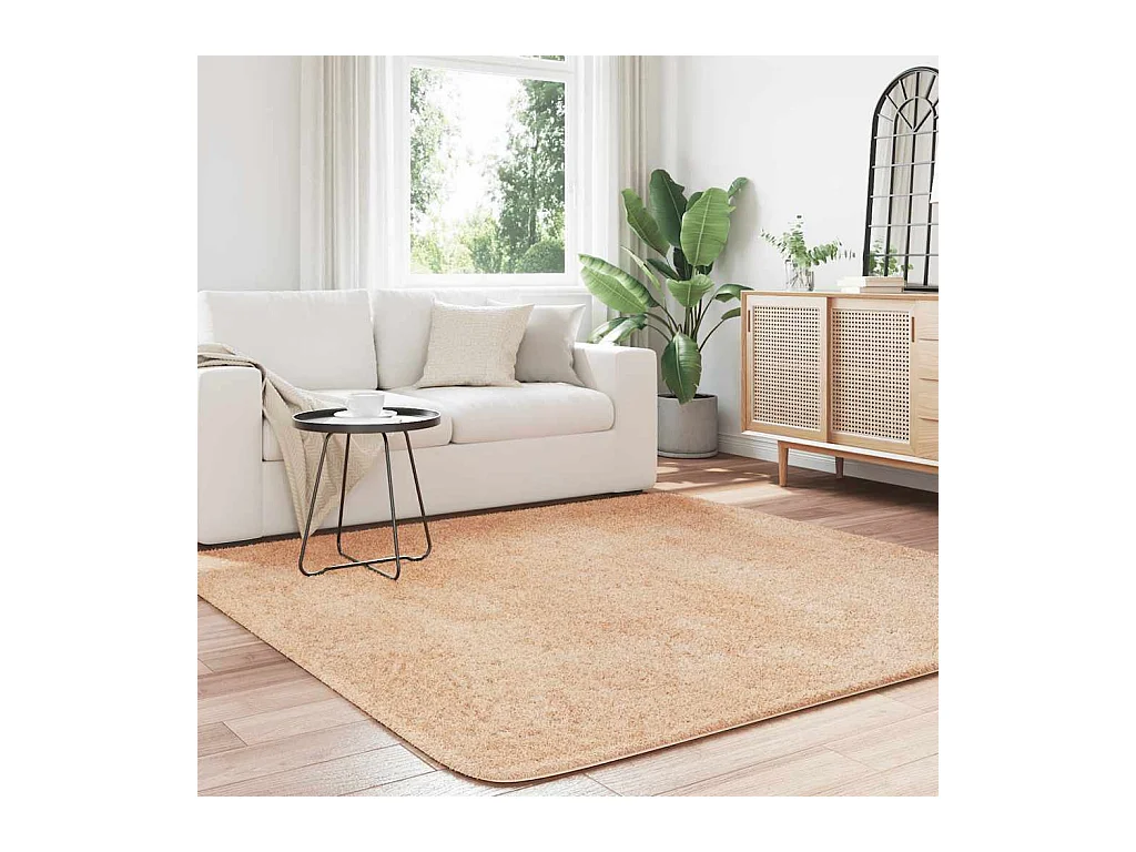 Shaggy vloerkleed met lange haren NAVARRA beige 200x200 cm polyester