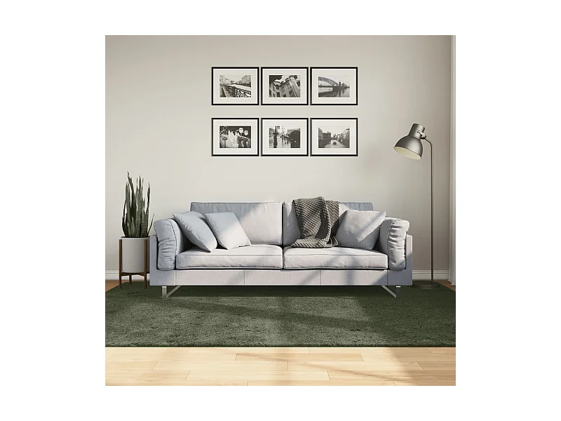 Tapis HUARTE à poils courts doux lavable vert forêt 160x230 cm