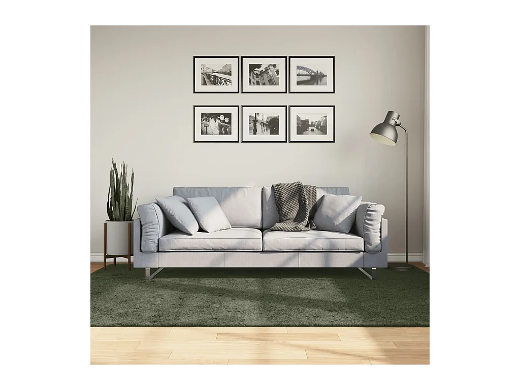 Tapis HUARTE à poils courts doux lavable vert forêt 160x230 cm
