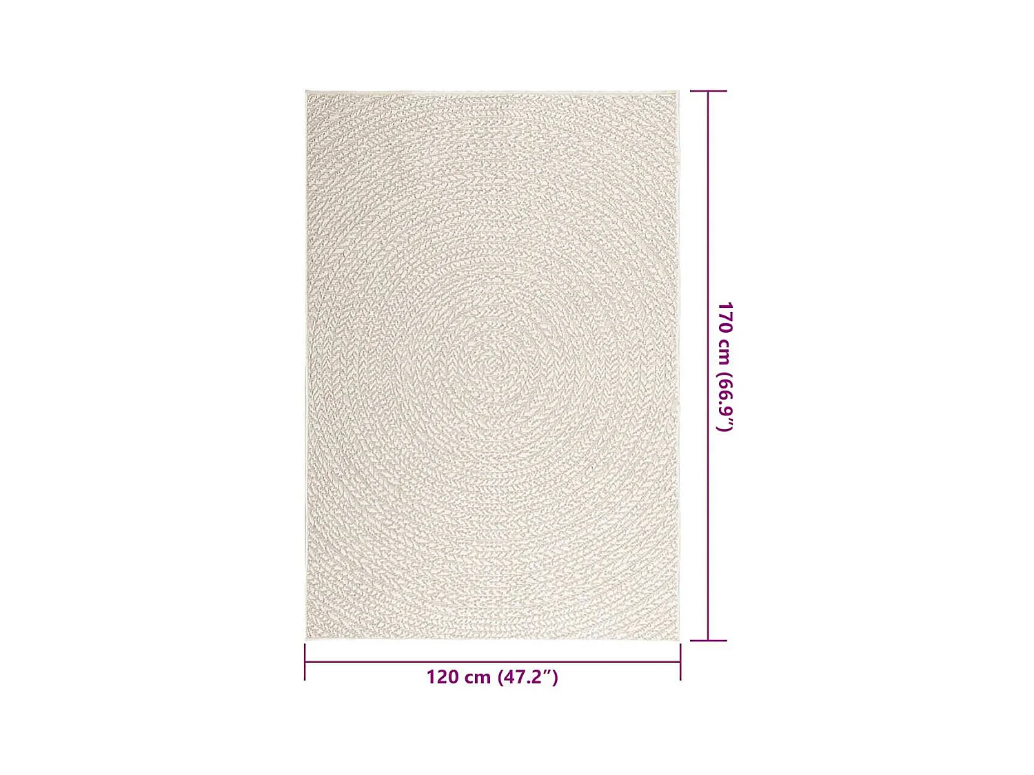 Tappeto ZIZUR crema 120x170 cm effetto juta interno esterno