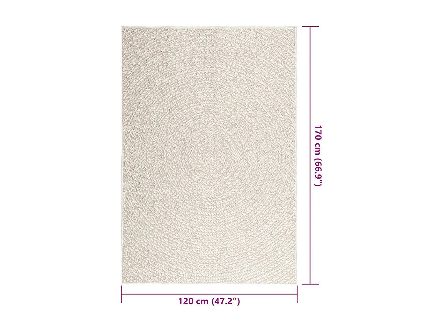 Tappeto ZIZUR crema 120x170 cm effetto juta interno esterno