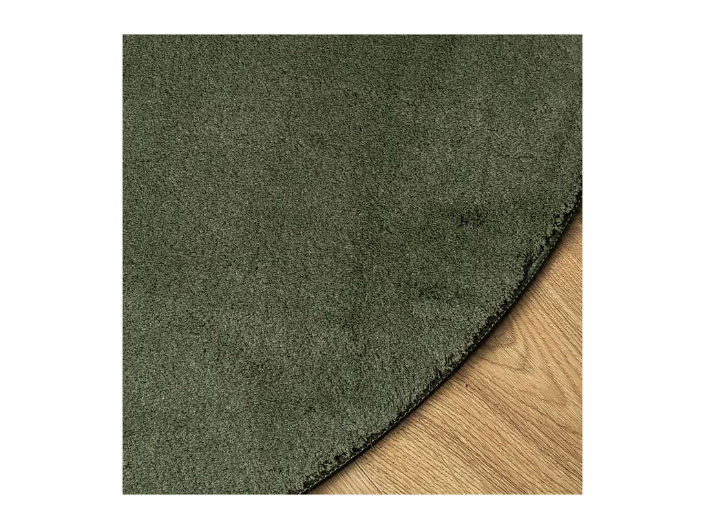HUARTE vloerkleed met zachte en wasbare korte pool in bosgroen Ø 160 cm