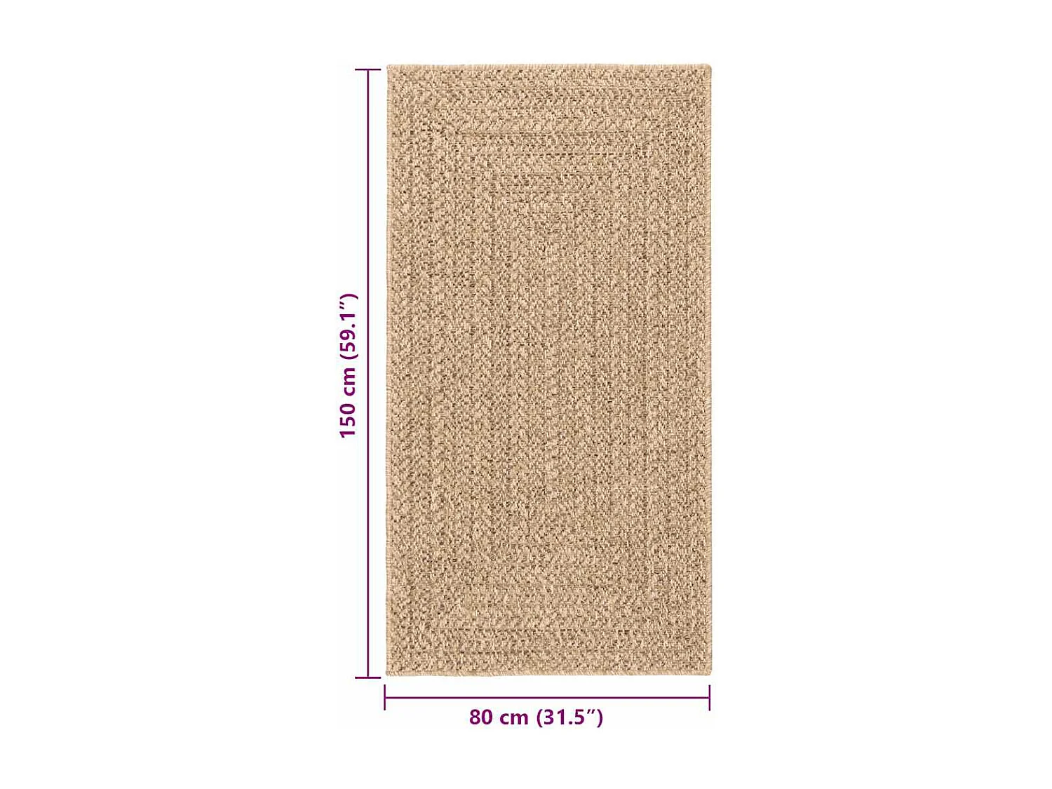 Alfombra beige ZIZUR 80x150 cm efecto yute interior exterior