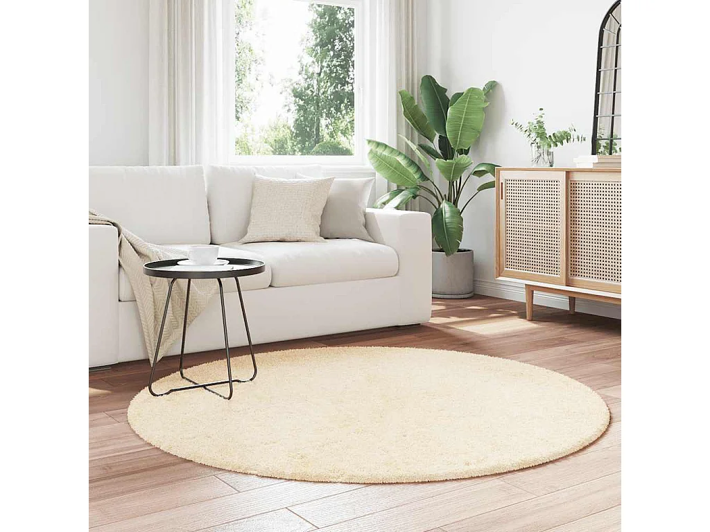 NAVARRA crème shaggy vloerkleed 160x160 cm polyester