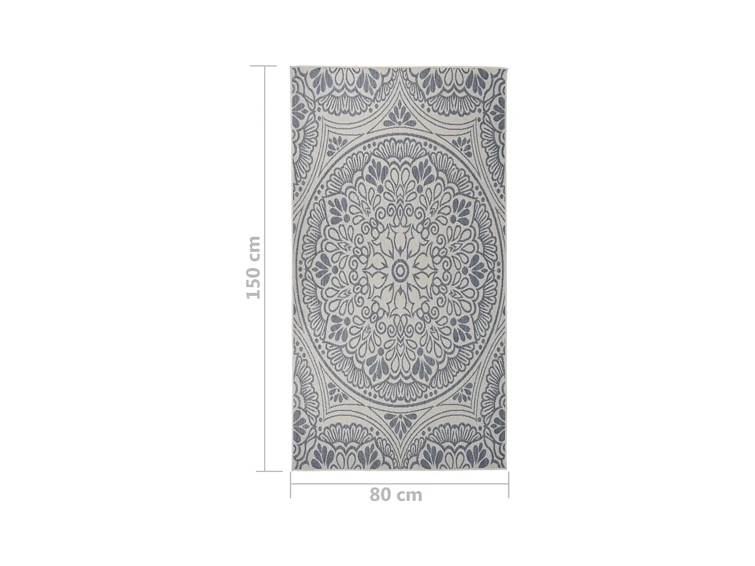 Tapis à tissage plat d'extérieur 80x150 cm Motif bleu