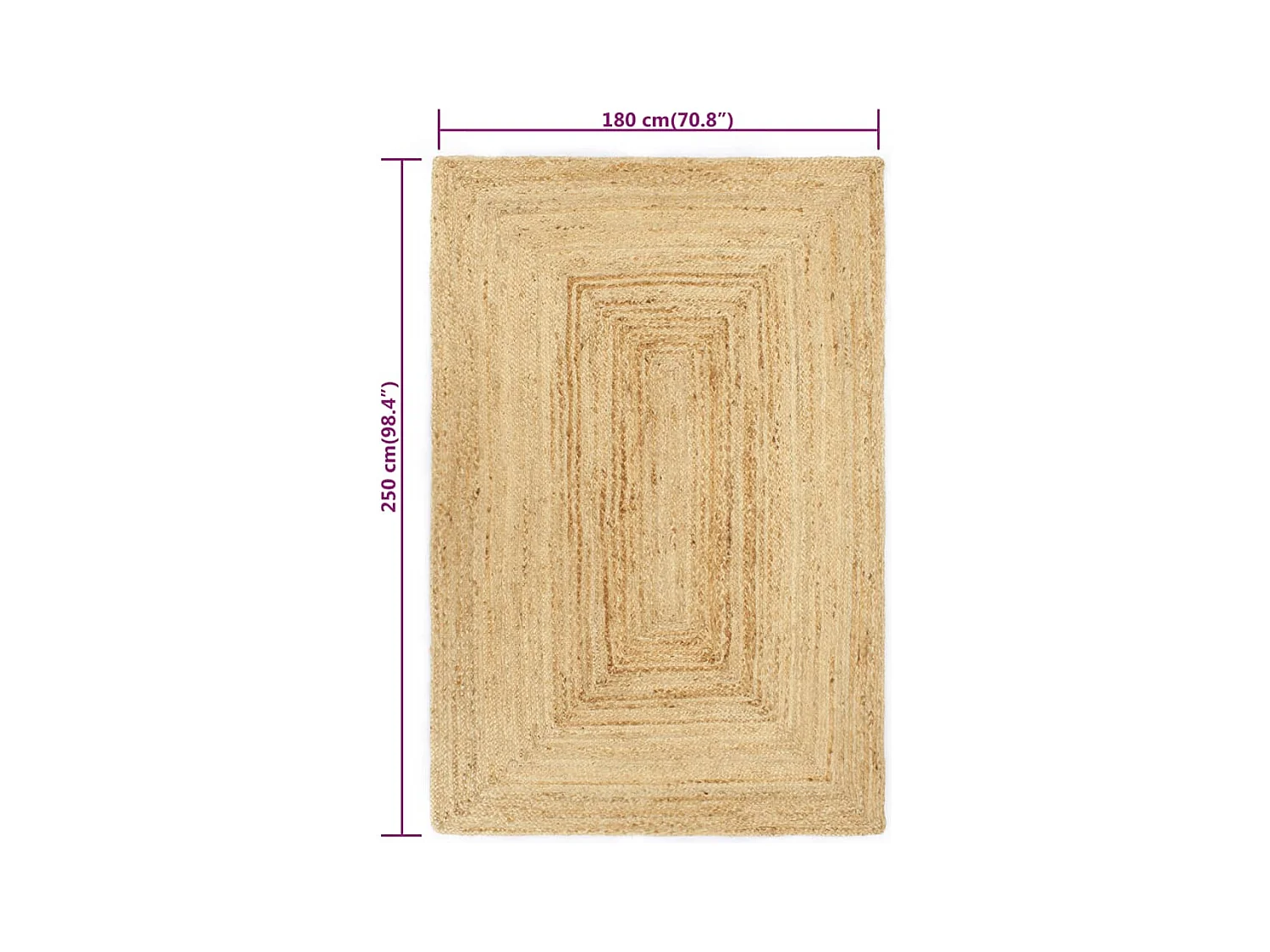 Alfombra de yute hecha a mano 180x250 cm