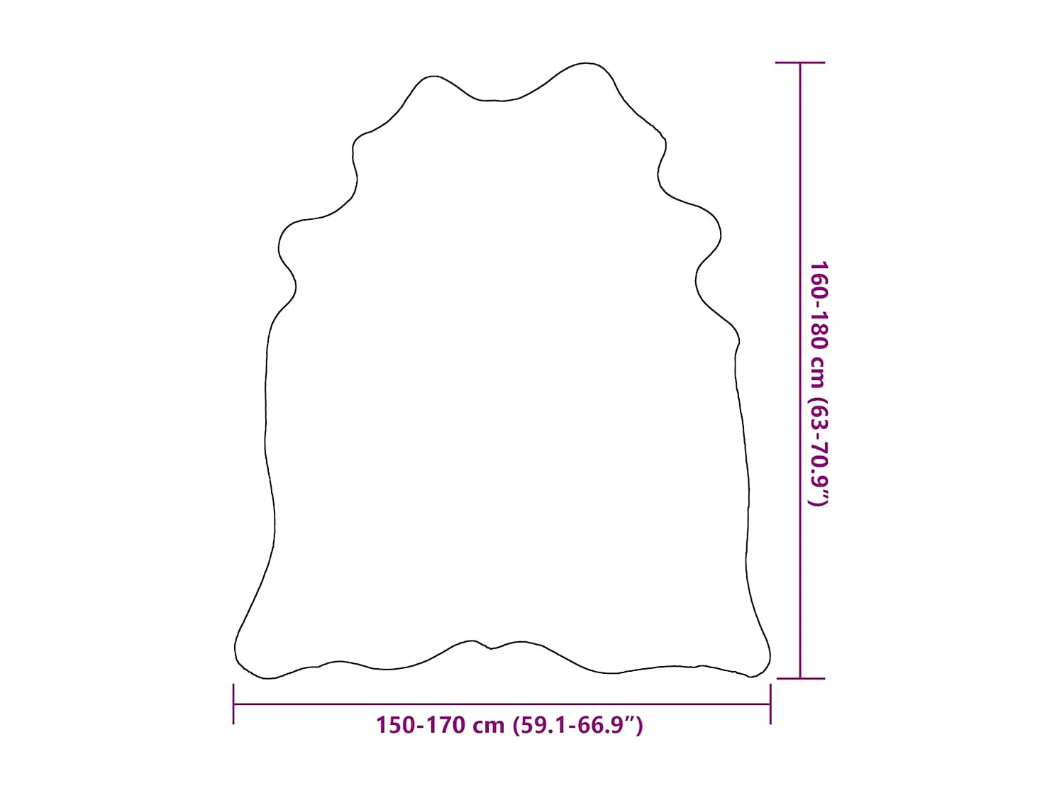 Tappeto in vera pelle di mucca nero 150 x 170 cm