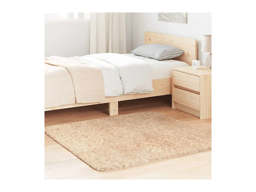 NAVARRA beige shaggy vloerkleed 120x120 cm polyester