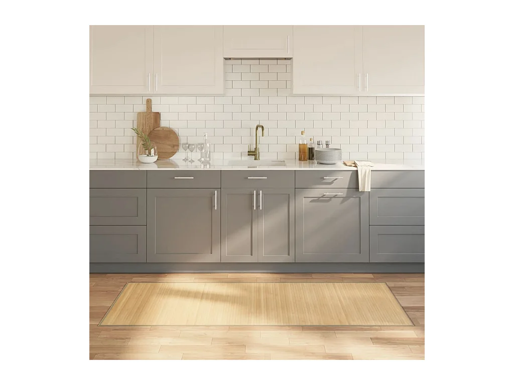 Tappeto rettangolare in bambù naturale chiaro 80x200 cm