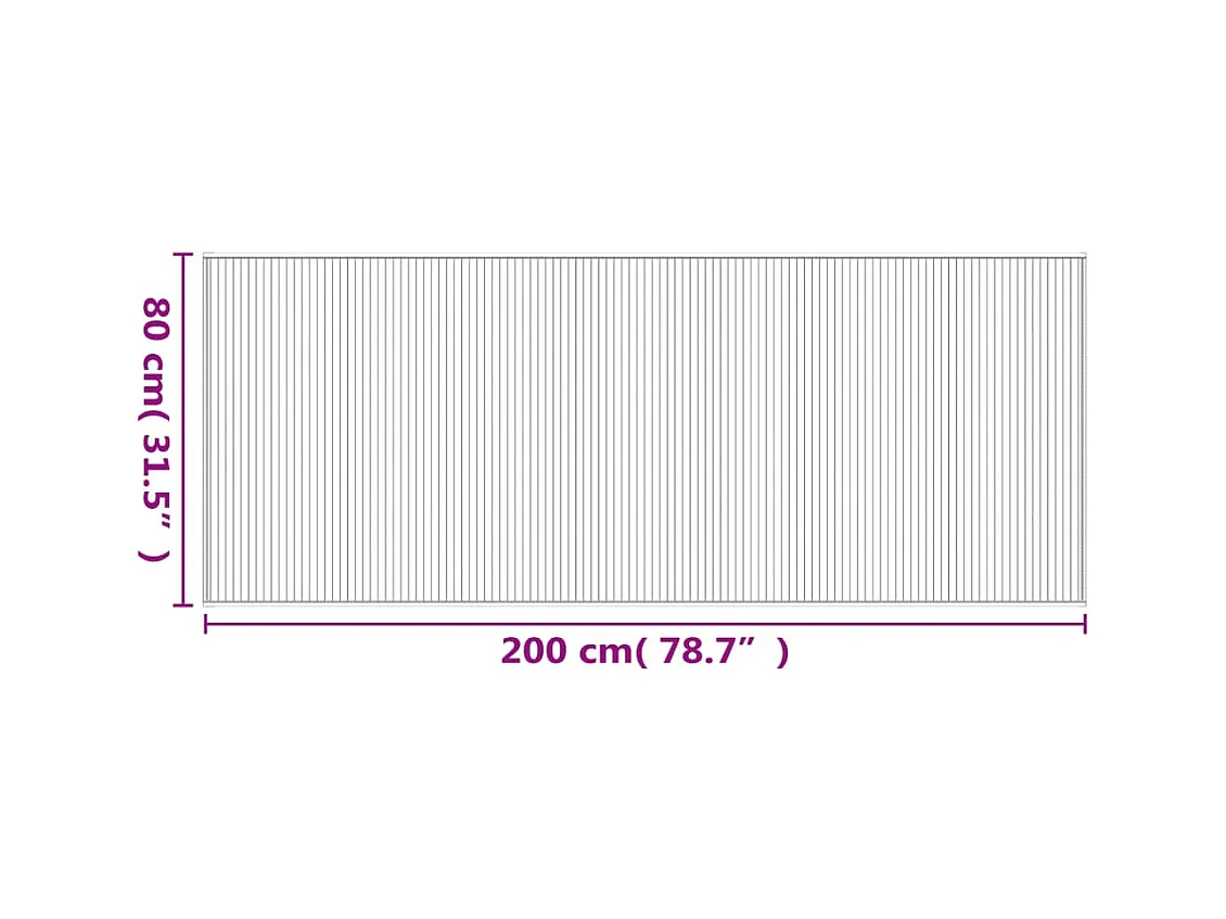 Tappeto rettangolare in bambù naturale chiaro 80x200 cm