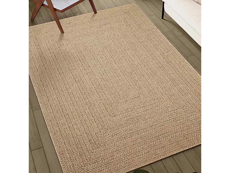 ZIZUR beige vloerkleed 240x240 cm jute look binnen buiten