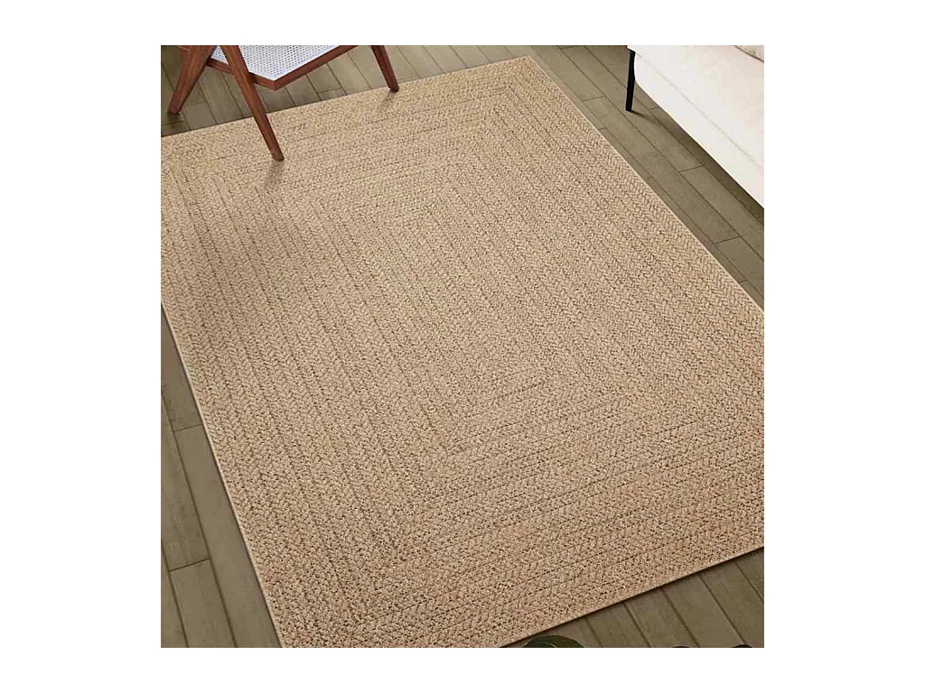 Tapis ZIZUR beige 240x240 cm aspect de jute intérieur extérieur