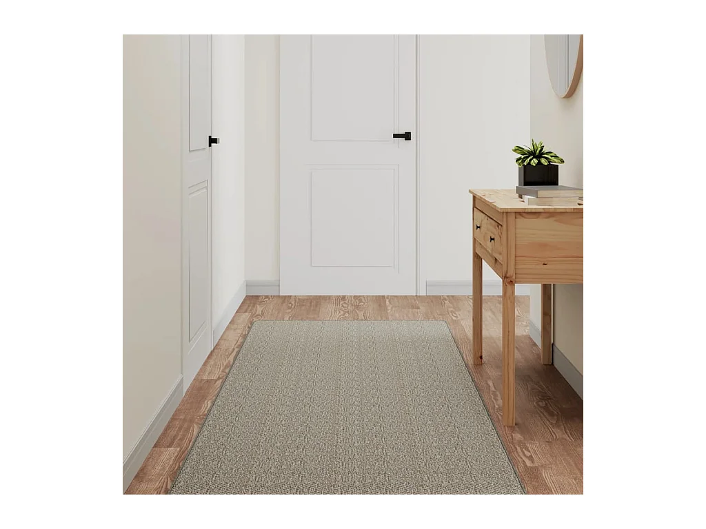 Tapis de couloir aspect sisal taupe 80x250 cm