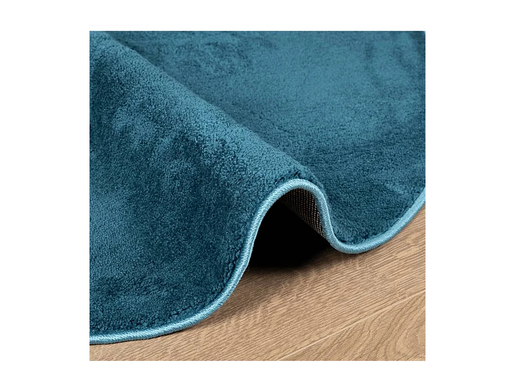 OVIEDO kortpolig vloerkleed turquoise Ø 120 cm