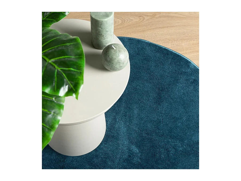 OVIEDO kortpolig vloerkleed turquoise Ø 120 cm