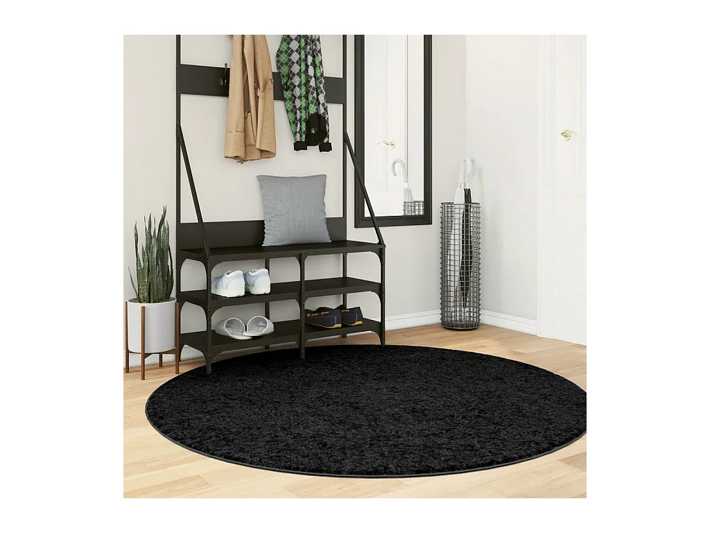 Tapis OVIEDO à poils courts noir Ø 160 cm