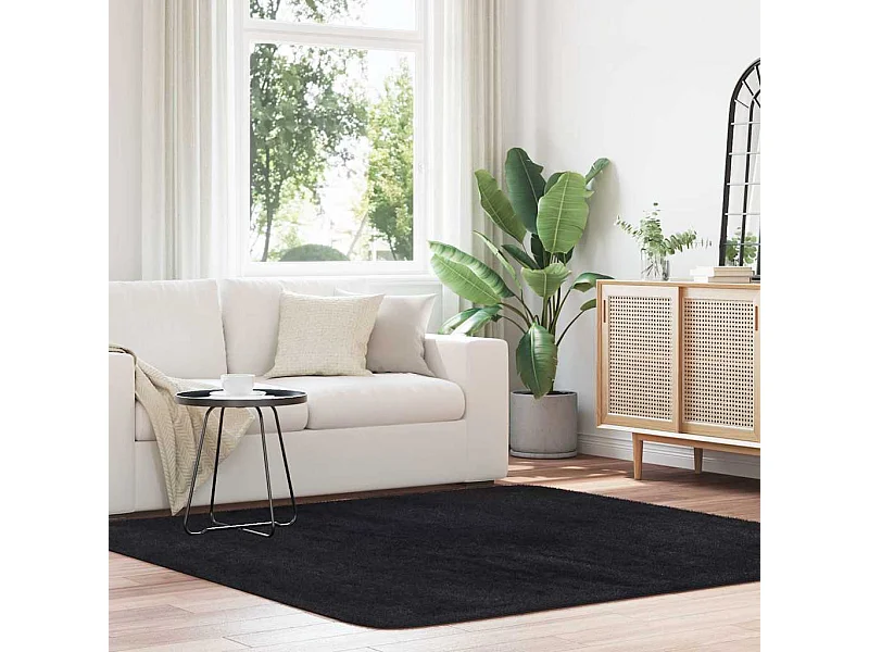 NAVARRA zwart shaggy vloerkleed 200x200 cm polyester