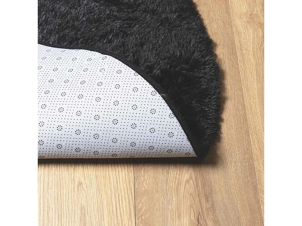 Alfombra de pelo largo negra NAVARRA 120x120 cm poliéster