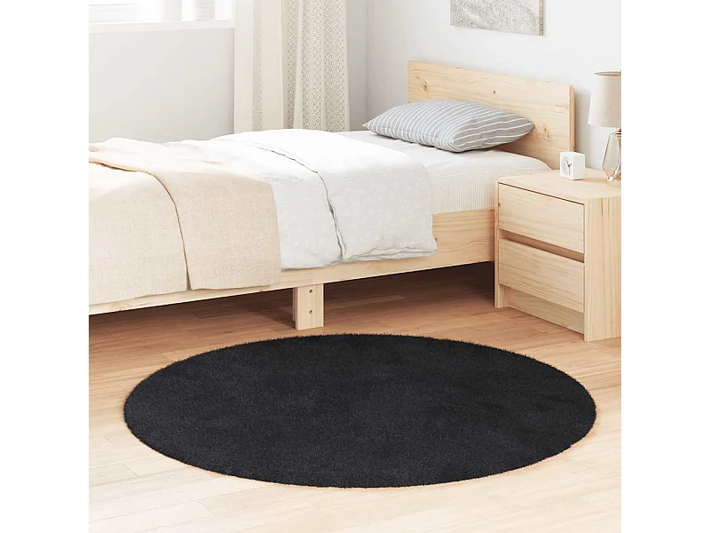 Alfombra de pelo largo negra NAVARRA 120x120 cm poliéster