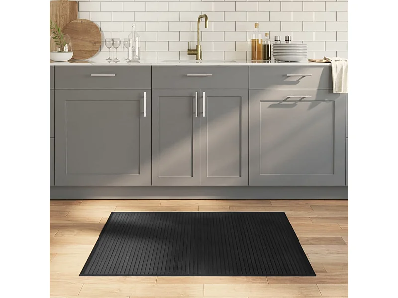 Tapis rectangulaire noir 80x100 cm bambou
