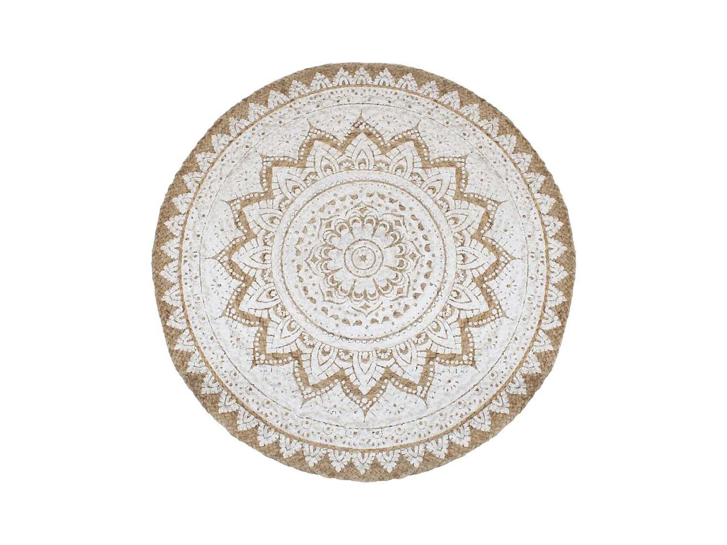 Bedrukte gevlochten jute vloermat 210 cm rond