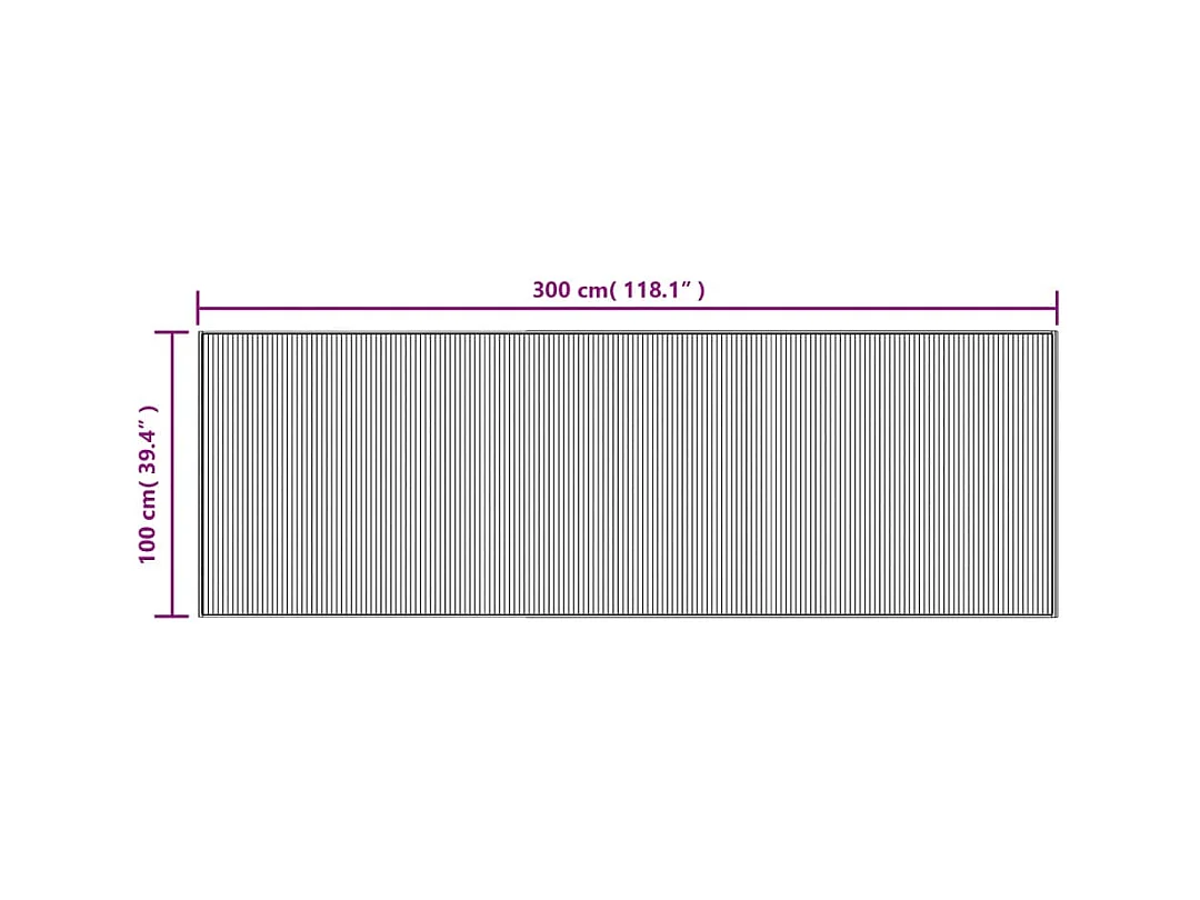 Rechthoekig grijs tapijt 100x300 cm bamboe