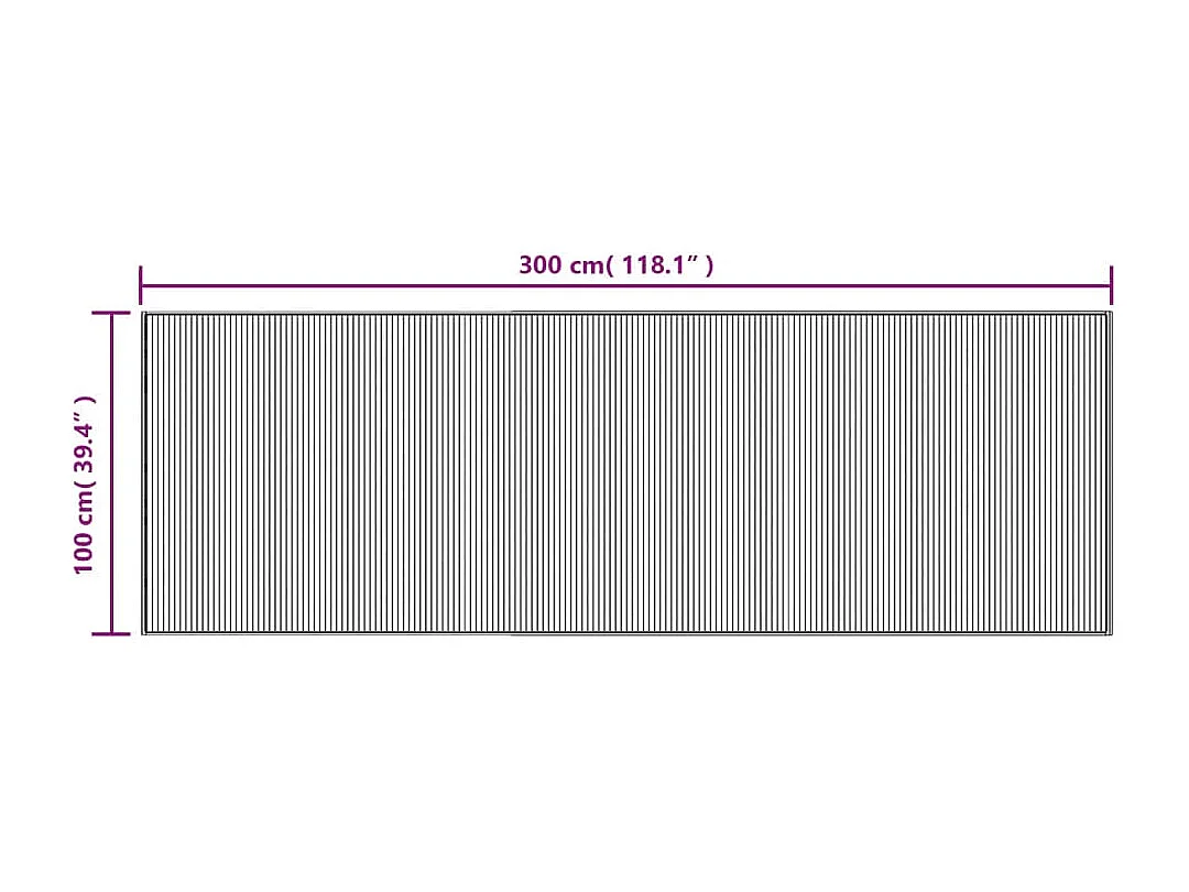 Tappeto rettangolare grigio 100x300 cm in bambù