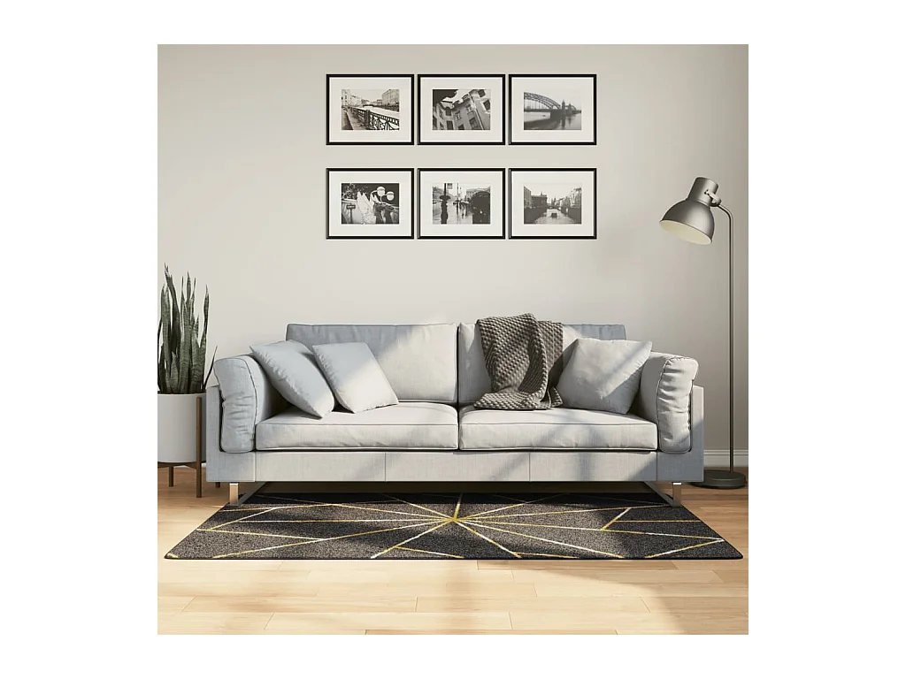 Tapis lavable noir et doré 80x150 cm antidérapant