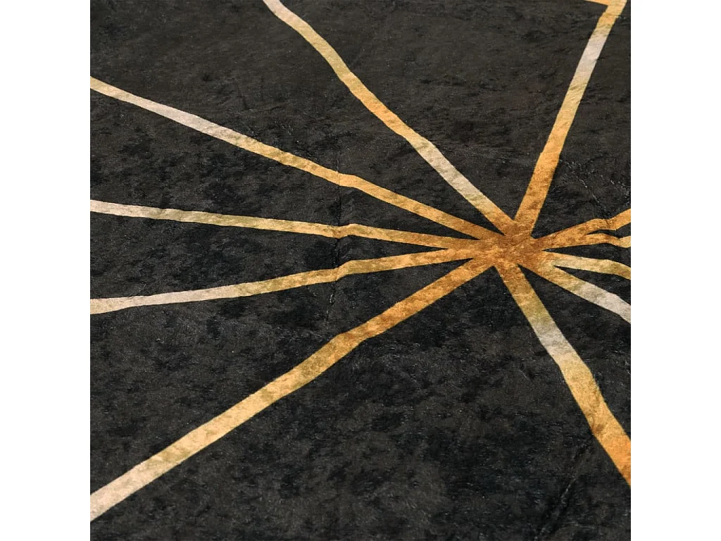 Tapis lavable noir et doré 80x150 cm antidérapant