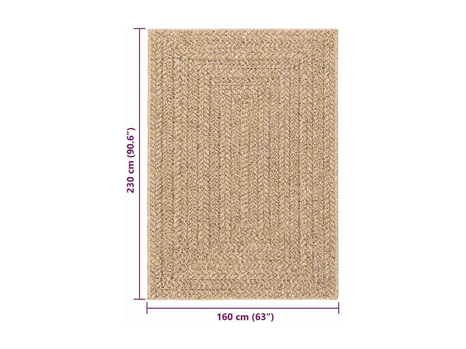 ZIZUR tappeto beige 120x170 cm effetto iuta per interni ed esterni