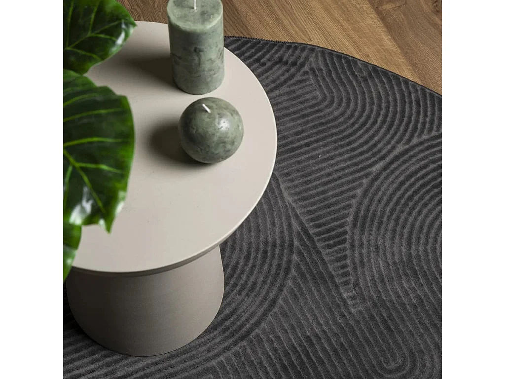 Tapis IZA poils courts style scandinave anthracite Ø 100 cm