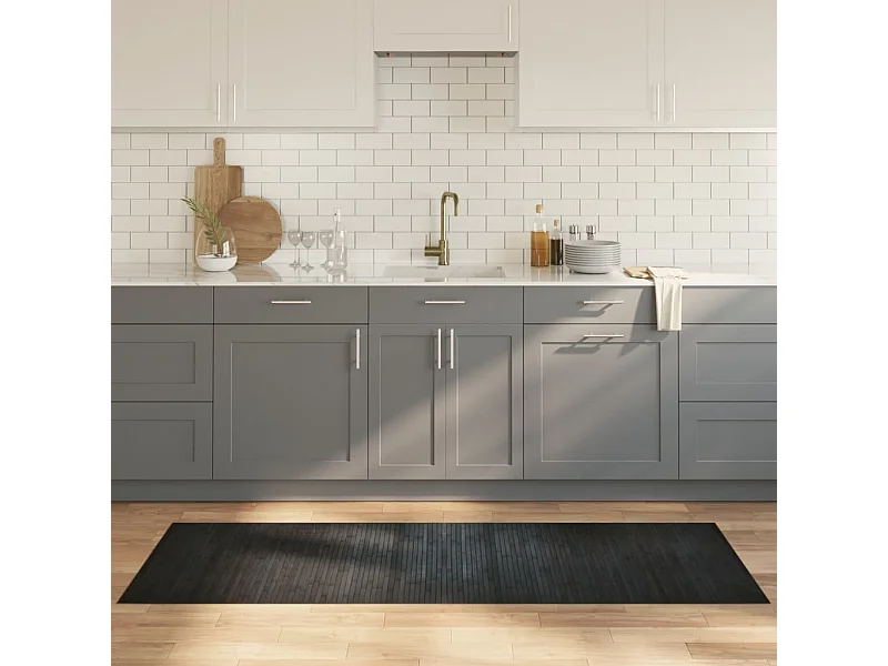 Tappeto rettangolare grigio 70x200 cm in bambù