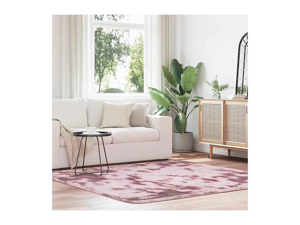 Tapis Shaggy à poils longs NAVARRA rose poudré 200x200 cm