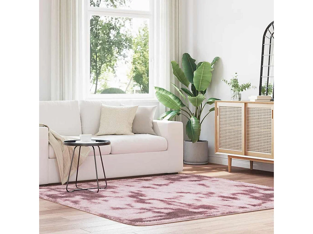 Tapis Shaggy à poils longs NAVARRA rose poudré 200x200 cm