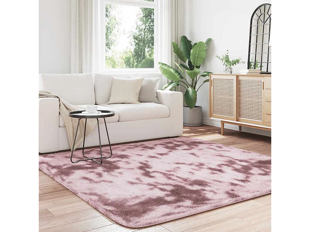 Tapis Shaggy à poils longs NAVARRA rose poudré 200x200 cm