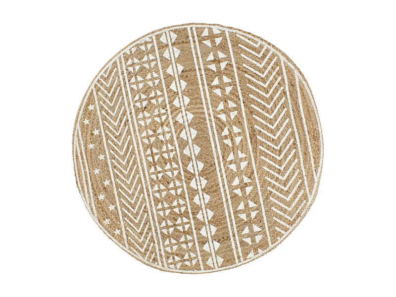 Alfombra de yute hecha a mano con estampado blanco de 150 cm