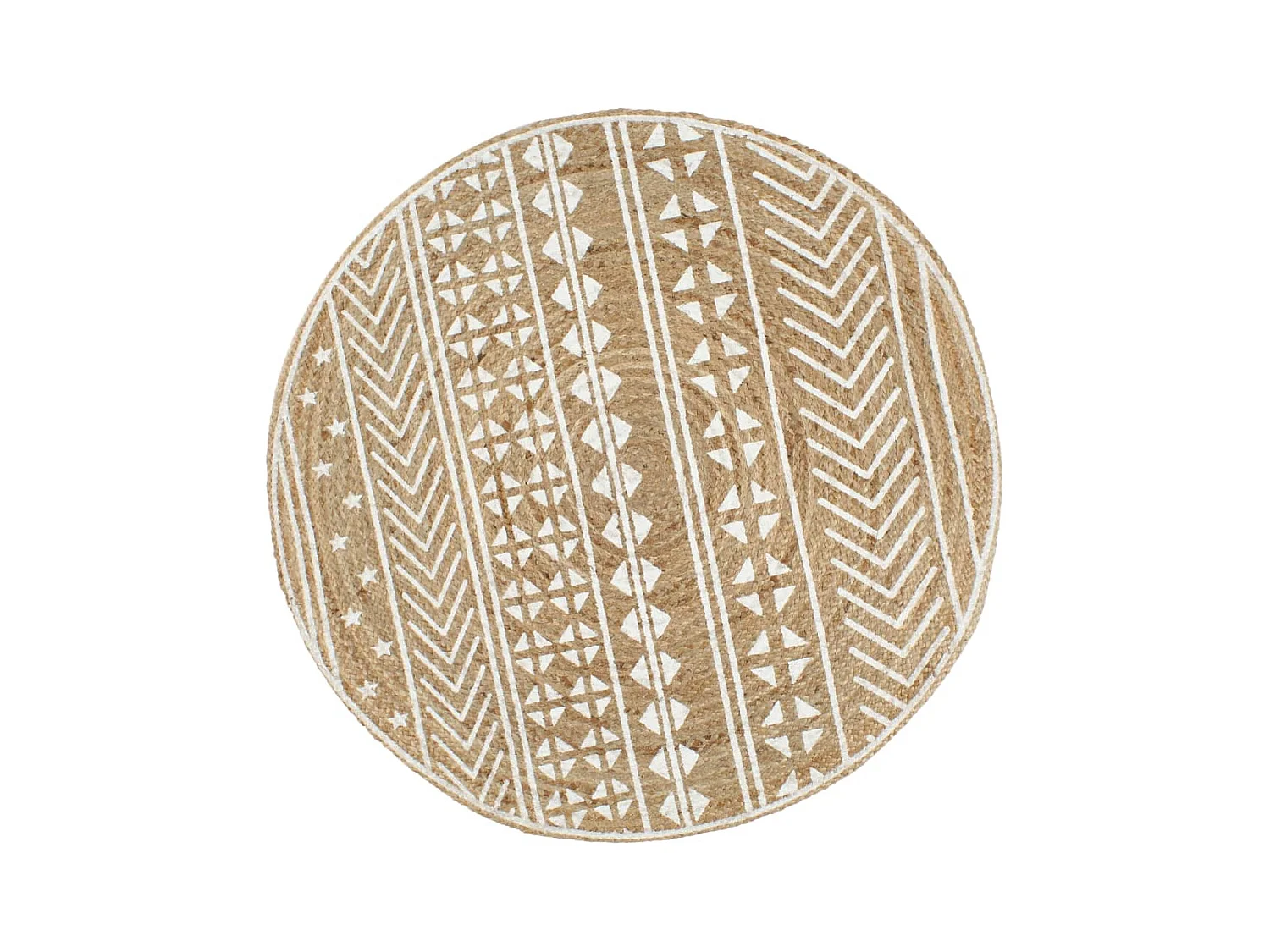 Alfombra de yute hecha a mano con estampado blanco de 150 cm