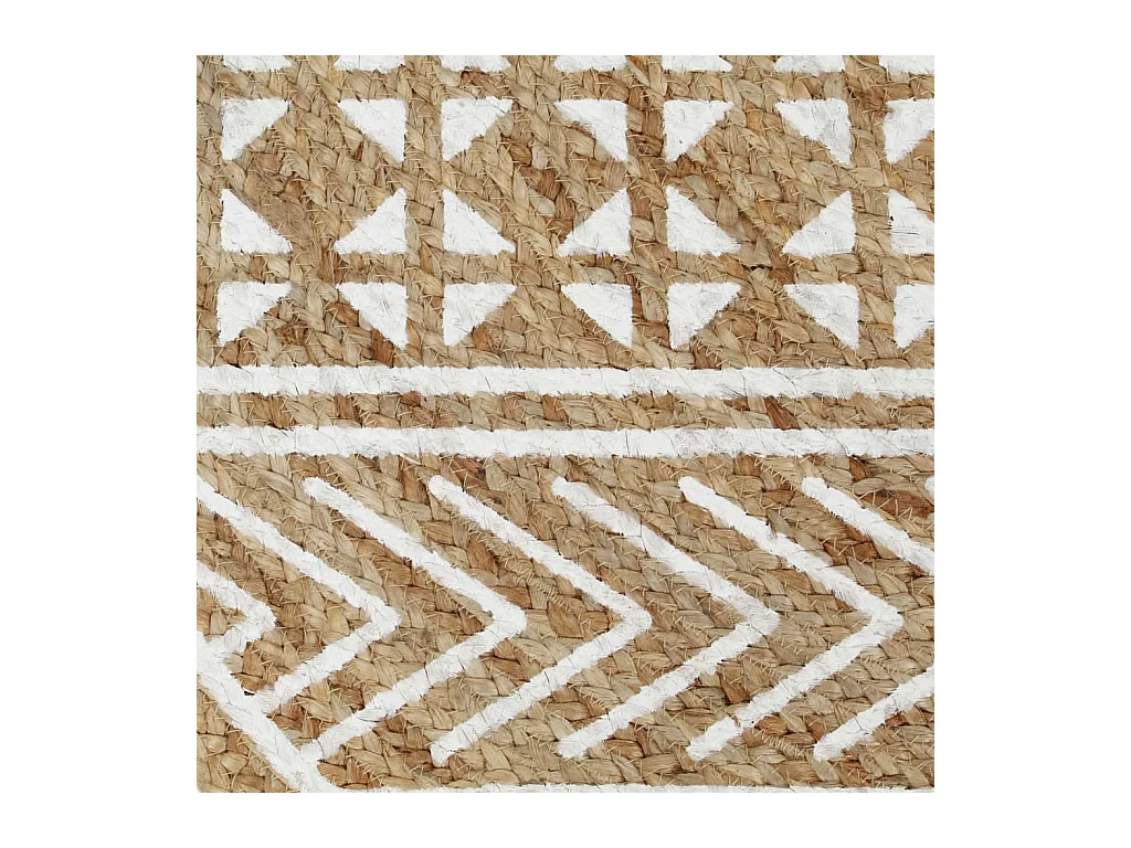 Alfombra de yute hecha a mano con estampado blanco de 150 cm