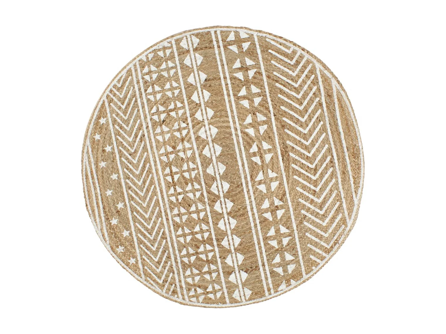 Tappeto fatto a mano in juta con stampa bianca 150 cm