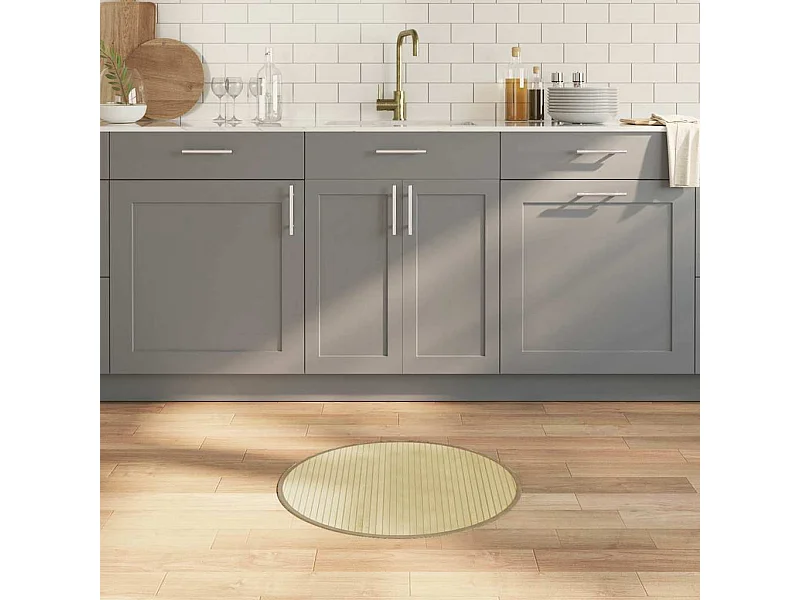 Tappeto rotondo naturale chiaro 60 cm in bambù
