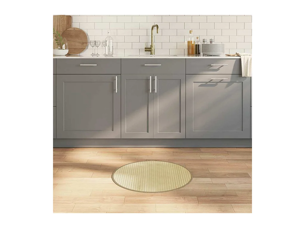 Tapis rond naturel clair 60 cm bambou